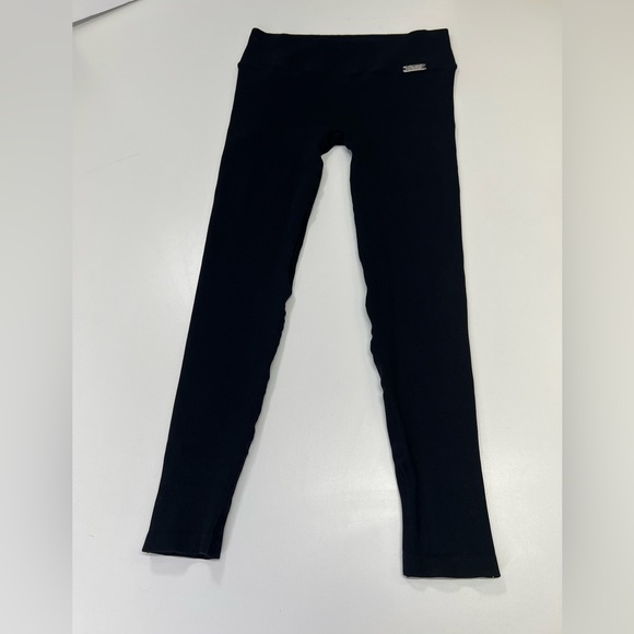 Bombshell Sportswear Ribbed Seamless Leggings Black Silver Logo Size XS NEW - Picture 10 of 15